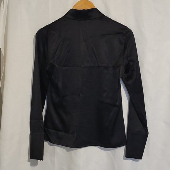 Escada black silk deep v neck Button down size 34 - Picture 2 of 7